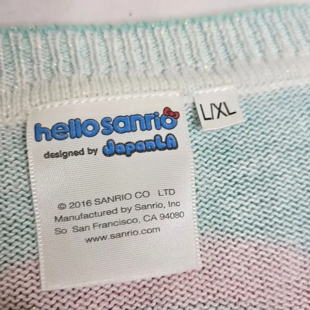 Hello Sanrio x JapanLA knit Hello Kitty metallic‎ oversized sparkle sweater RARE
